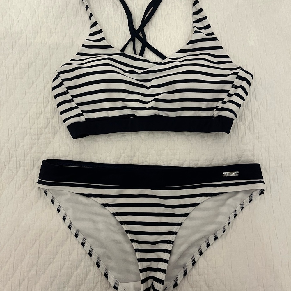 Lascana Navy blue and white stripe bikini